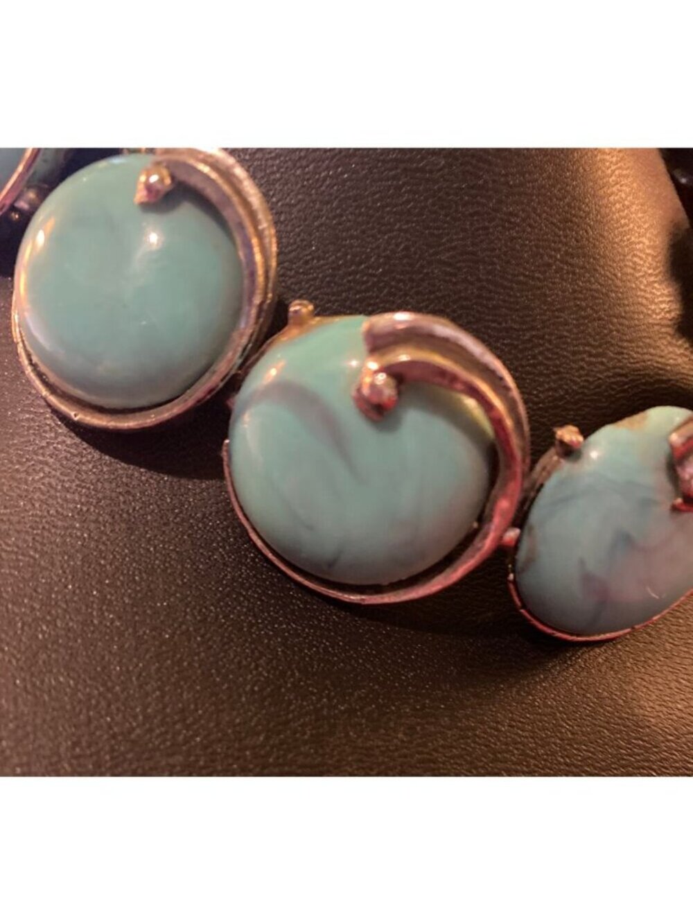 Chunky Turquoise Southwestern inspired Necklace Bracelet Earrings Set Statement - Picture 9 of 10